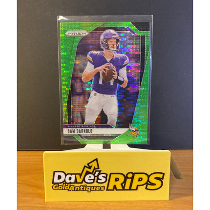 Sam Darnold 2024 Panini Prizm #185 Neon Green Pulsar RC Card Minnesota Vikings