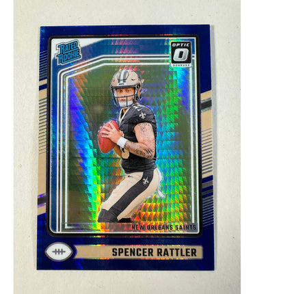 2024 Donruss Optic Spencer Rattler RC #289 Blue Hyper Prizm Rated Rookie