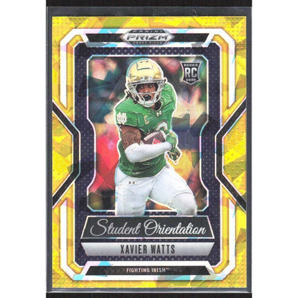 Xavier Watts 2025 Panini Prizm Draft Picks Student Orienta Gold Ice #15 Notre