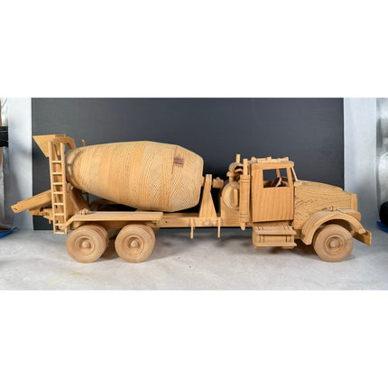 Handmade Wooden Ready Mix Truck 27" Kaye Munshower Toy Shop Working Mixer