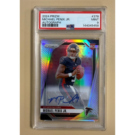 2024 Panini Prizm Silver Autograph RC Michael Penix Jr. #378 PSA 9