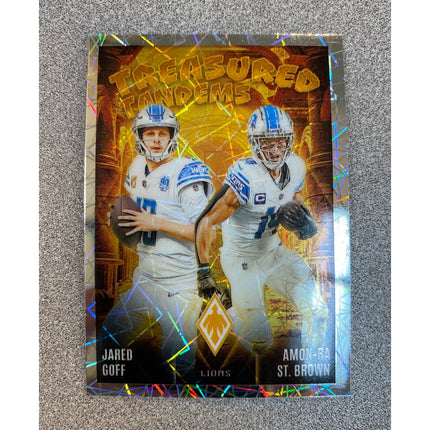 2024 Panini Phoenix Treasured Tandems Jared Goff / Amon-Ra St. Brown #TT-DET