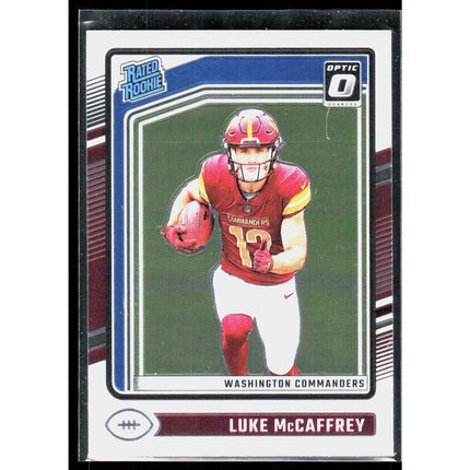 #268 Luke McCaffrey 2024 Donruss Optic RC Washington Commanders