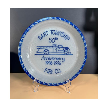 Eldreth Pottery Bart Township Fire Co 50th Anniversary Plate 1946-1996