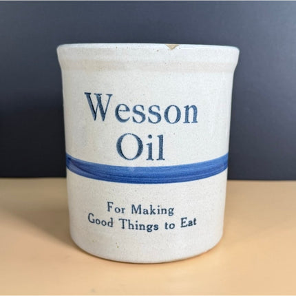 Wesson Oil Advertising 5" Stoneware Crock “For Making Good Things to Eat”