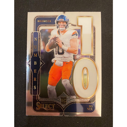 Bo Nix 2024 Panini Select #6 RC Rookie Card Broncos – Jersey Number 10
