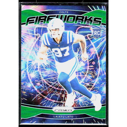 Laiatu Latu 2024 Panini Prizm Fireworks Green #17 Indianapolis Colts