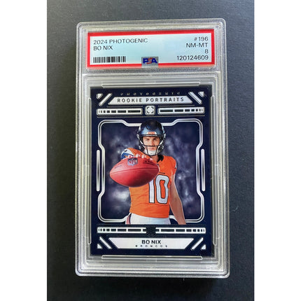Bo Nix 2024 Photogenic 196 Broncos Rookie Portraits PSA 8