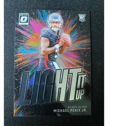 Michael Penix Jr. 2024 Donruss Optic #3 Light It Up Rookie RC Card Falcons