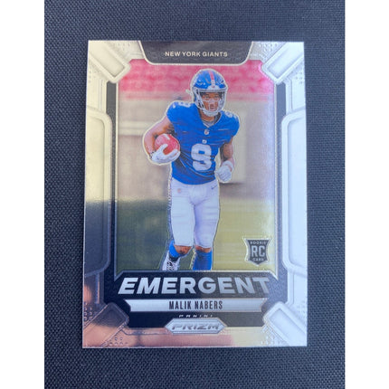 Malik Nabors 2024 Panini Prizm #6 RC Emergent Silver Insert Giants