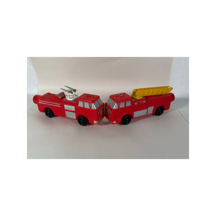 Vintage 1960`s Soaky Speed Toys Fire Engine & Ladder Truck Soap Bottles