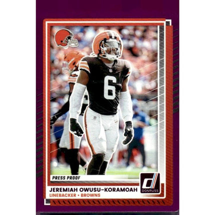 Jeremiah Owusu-Koramoah 2025 Donruss Press Proofs Blue #115 Cleveland Browns