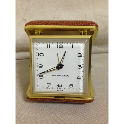 Vintage Westclox Travel Alarm Clock – Glow Hands, Working, Orange/Brown Case