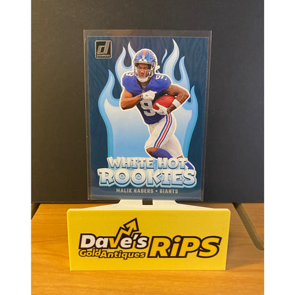 Malik Nabers 2024 Donruss #WH-10 White Hot Rookies RC Card New York Giants