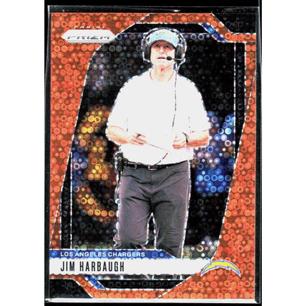 Jim Harbaugh 2024 Panini Prizm Orange Disco Prizm #163 Los Angeles Chargers