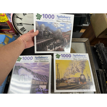 Lot of 3 Spilsbury 100 Piece Train Puzzles NIB