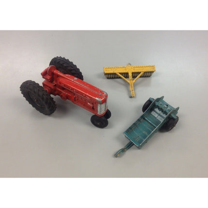 Vintage Hubley Jr. Die Cast Tractor w/ Manure Spreader & Disc – Farm Implements
