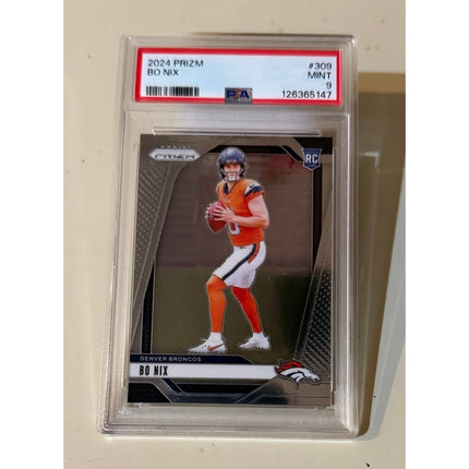 2024 Panini Prizm #309 Bo Nix Rookie RC Broncos PSA 9 Mint