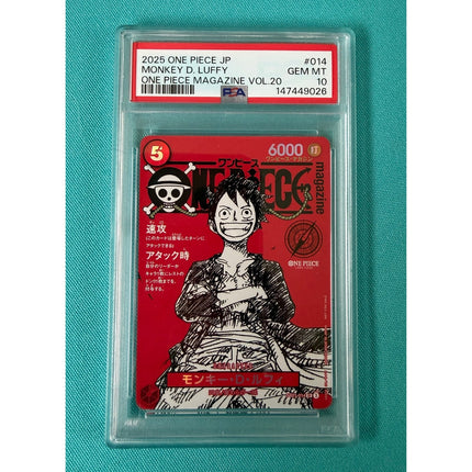 2025 One Piece JP Monkey D Luffy OP Magazine Vol 20 Gem Mint PSA 10