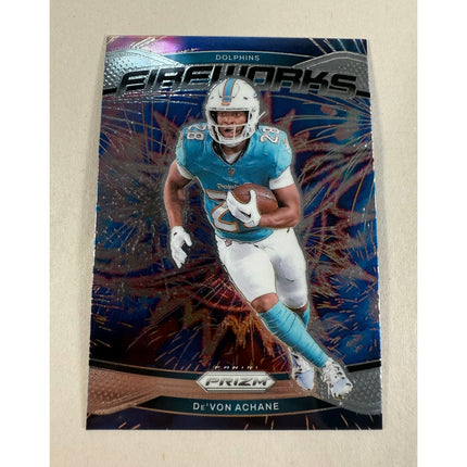 2024 Panini Prizm De'Von Achane RC #12 Fireworks Blue Rookie Insert Dolphins