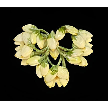 Vintage 1940s Sandor White & Green Enameled Floral Brooch Pin Signed
