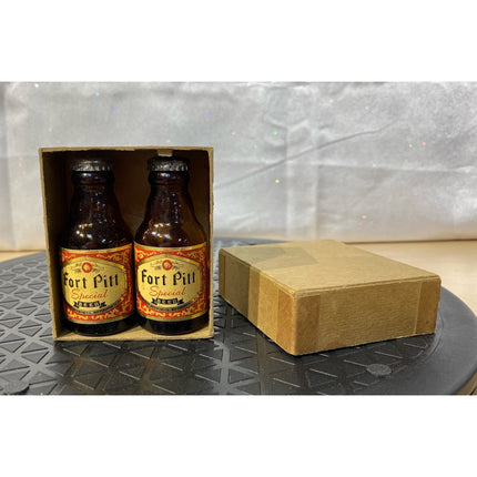 Vintage Fort Pitt 3” Special Beer Bottle Salt & Pepper Shakers NIB