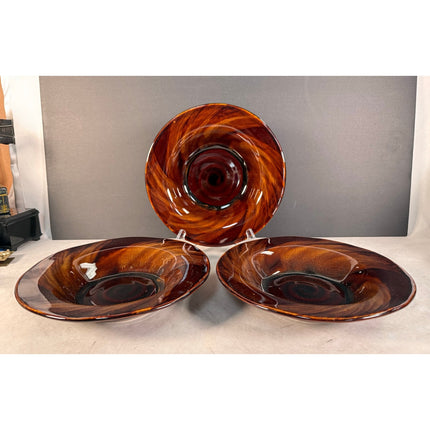 3 Sakura Port of Call Tortoise Shell 9.5" Brown Bowls