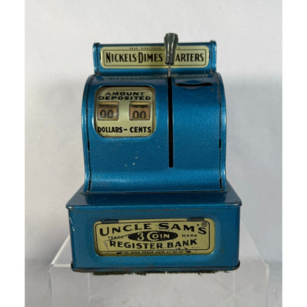 Vintage Uncle Sam's 3 Coin Metal Register Bank