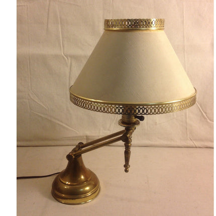 Mid-Century Industrial Brass Student / Banker’s Adjustable Table Lamp – Working!