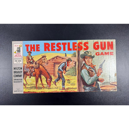 Milton Bradley "The Restless Gun" Western Themed Marble-Based Board Game