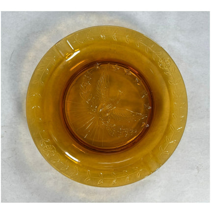 VTG L.E. Smith Amberina Glass Ashtray Plate – American Eagle & Stars Yellow Gold
