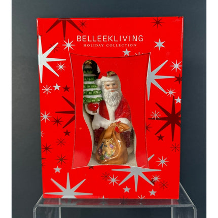 Belleek Living Santa on Chimney Ornament Original Box Holiday Collectible