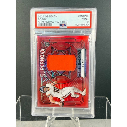 2024 Panini Obsidian Supernova Swatches Red Bo Nix #SN-BNX RC PSA 9 Mint