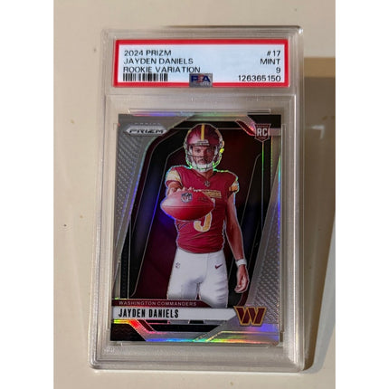 2024 Prizm #17 Jayden Daniels Silver Rookie Variation PSA 9