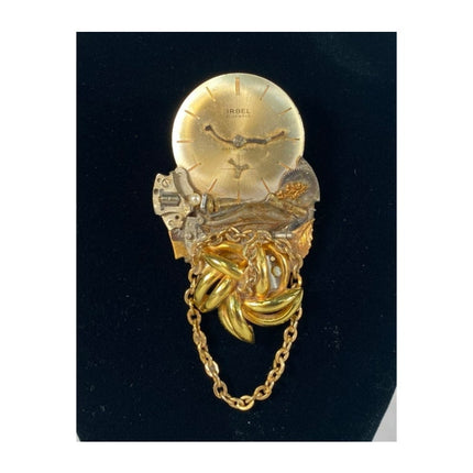 1993 JJ Jonette Handcrafted Watch Timepiece Brooch – 2.5" Vintage Pin