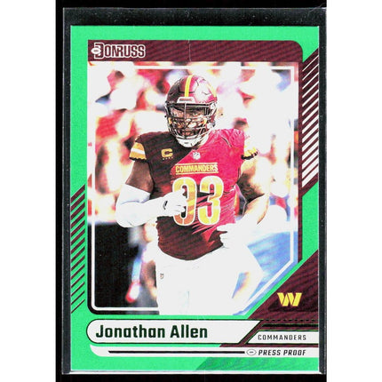 Jonathan Allen 2024 Donruss Press Proof Green #61 Washington Commanders