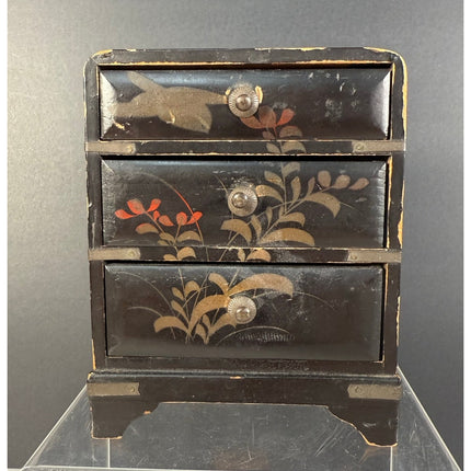 Vintage Japan Lacquer Chest of Drawers Jewelry Box – Painted Wood