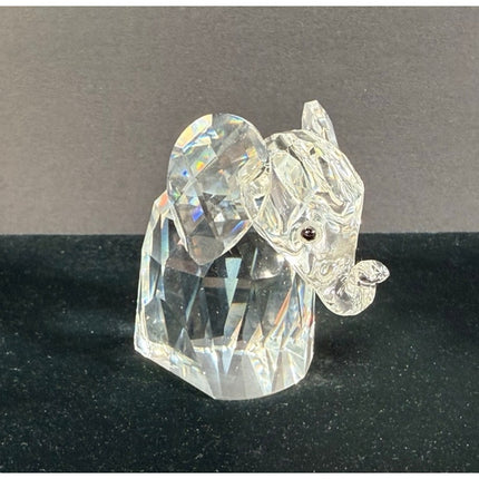 Swarovski Crystal Elephant Figurine Black Eyes Signed 2½” Collectible