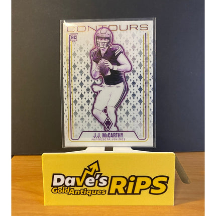 J.J. McCarthy 2024 Panini Phoenix #CON-JMY Contours RC Card Insert Vikings