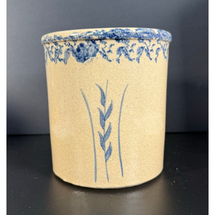 Robinson Ransbottom 1 Qt Salt Glaze Crock Spongeware Stoneware Roseville OH