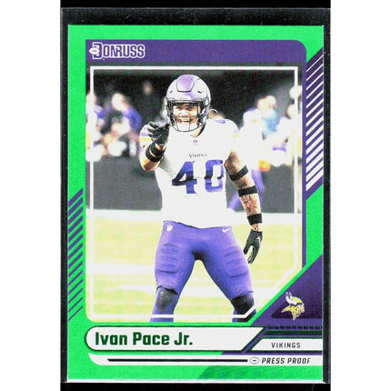 Ivan Pace Jr. 2024 Donruss Press Proof Green #104 Minnesota Vikings