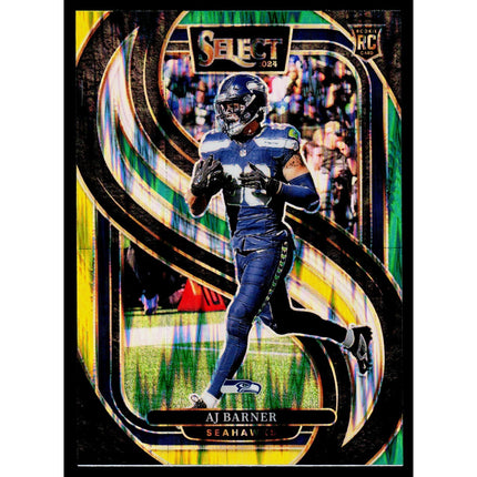 AJ Barner 2024 Panini Black Green Yellow Prism Shock #103 RC Seattle Seahawks
