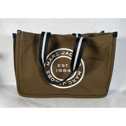 Marc Jacobs Signet Canvas Tote Bag Brown Beech Logo Shoulder Bag