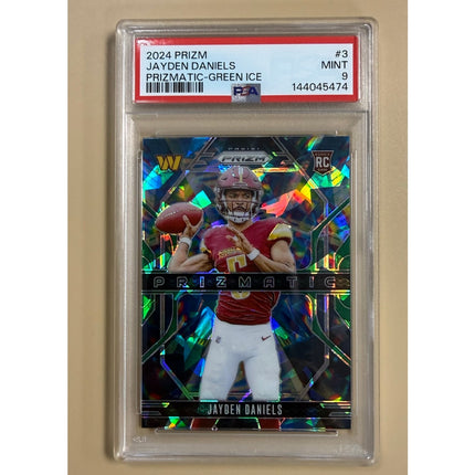 2024 Panini Prizm Prizmatic Green Ice RC Jayden Daniels #3 PSA 9
