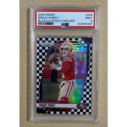 2024 Panini Prizm Black & White Checker RC Brock Purdy #249 PSA 9