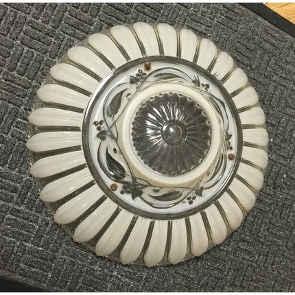 Vintage Molded Glass Ceiling Shade – Beige/Tan 15.25" Art Deco