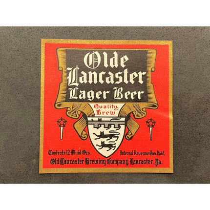 Early 1930s Olde Lancaster Lager Beer Label – IRTP – Lancaster, PA