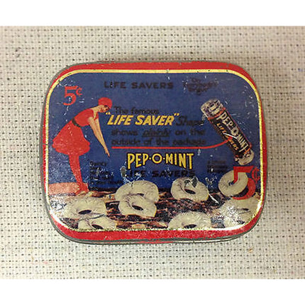Vintage Life Saver Pep-O-Mint 5 Cent Tin – Early 1900s Original