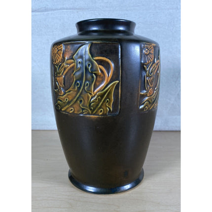 oseville Rosecraft Panel Vase – 1920’s Pottery – 9” Tall