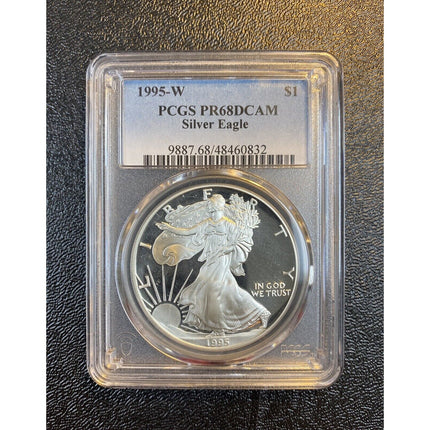 1995-W American Silver Eagle $1 PCGS PR68 DCAM – Key Date Proof Coin